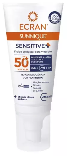 Cr&egrave;me visage Sunnique Sensitive SPF 50+ 50 ml