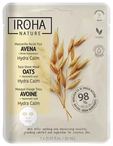 Iroha Masque facial en tissu &agrave; l'avoine (1 unit&eacute;)