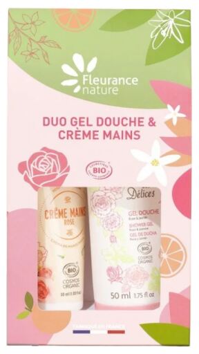 Fleurance Nature Duo Gel Douche et Cr&egrave;me Mains Rose 2 Pi&egrave;ces