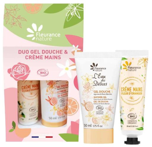 Fleurance Nature Duo Gel Douche et Cr&egrave;me Mains Agrumes & Fleur d'Oranger 2 Pi&egrave;ces