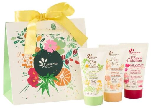 Fleurance Nature Trio de gels douche Yellow Ribbon en petit format voyage