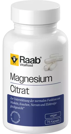 Raab Vitalfood Citrate de magn&eacute;sium 840 mg, 75 g&eacute;lules v&eacute;g&eacute;tales