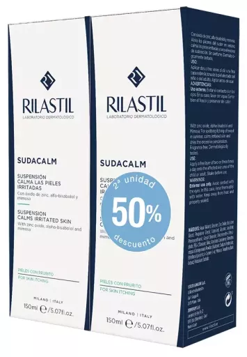 Rilastil Suspension Sudacalm Apaise les peaux irrit&eacute;es, paquet de 2 x 150 ml