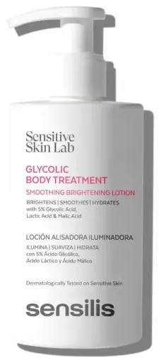 Sensilis Soin corporel glycolique, lotion corporelle illuminatrice et lissante 200 ml