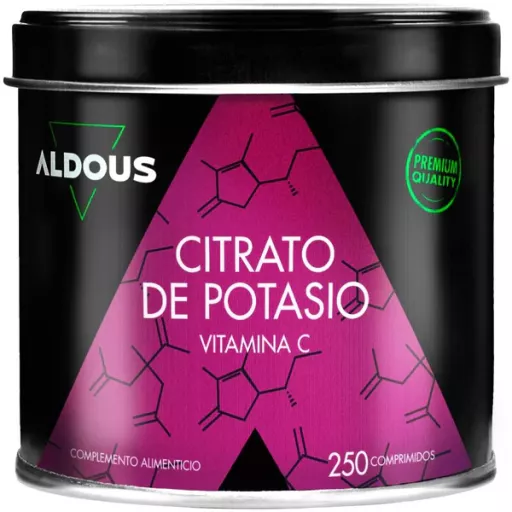 Aldous Bio Citrate de potassium 3705 mg avec 80 mg de vitamine C, 250 comprim&eacute;s